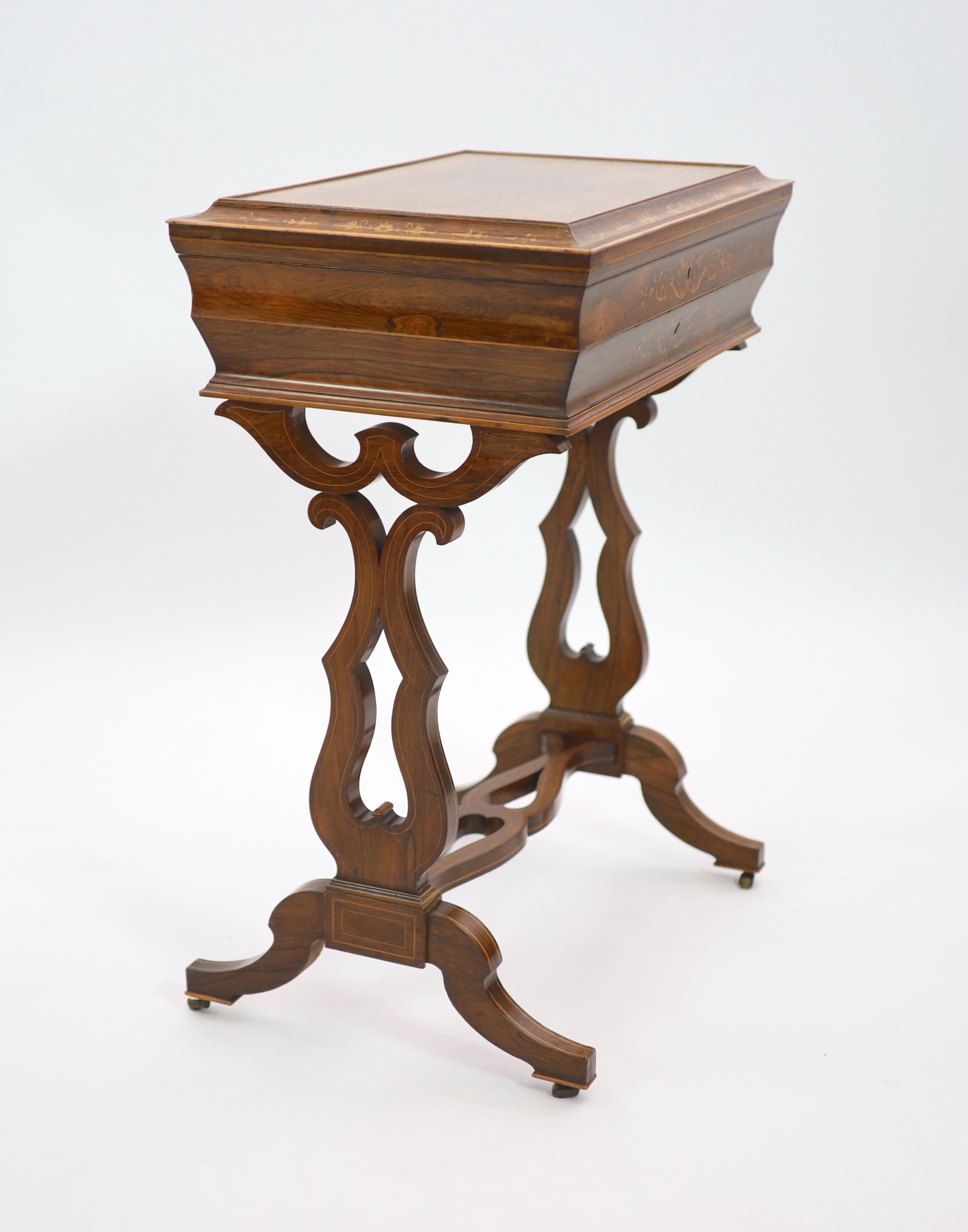 A 19th century French rosewood and sycamore lined lady's dressing table, c.1830, by Alphonse Giroux, Paris, W.60cm D.40cm H.80cm